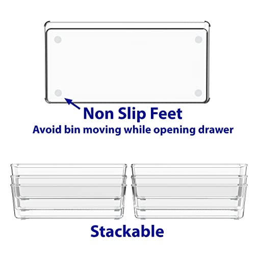 Simple Houseware Clear Drawer Organizer for Office Bin Desk Storage, 3.25"x 6.25", 6 Packs - size: Medium Size