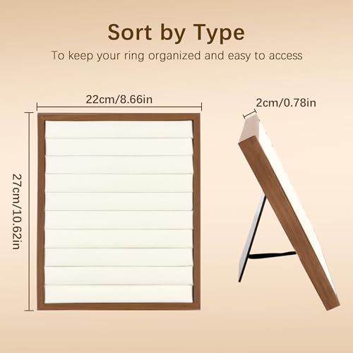 Homeanda Velvet 9 Long Slots Ring Earring Jewelry Display Tray Organizer Holder Jewelry Display Board for Showcase, Counter, Home Use (9 Slot) - style: L-Shape 9 Long Slots