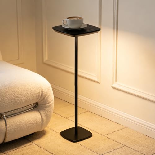 Pedestal Side Table, Small Drink Tables Pedestal Stand, Black Square Mini End Table, Cocktail Martini Coffee Tables, Tiny Side Table for Living Room,Small Spaces,Sofa,Couch - color: Black