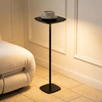 Pedestal Side Table, Small Drink Tables Pedestal Stand, Black Square Mini End Table, Cocktail Martini Coffee Tables, Tiny Side Table for Living Room,Small Spaces,Sofa,Couch - color: Black