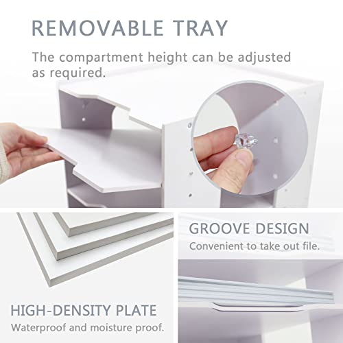 SONGWAY File Organizer for Desk - 7 Tier Document Holder with Removable Shelves, Letter Mail Rack, File Sorter Organizer, A4 Paper Storage Holder, Desktop Organizer for Home Office School, White - size: 7 Tier Upgrade