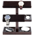 ProCase Wood Watch Display Stand Holder for Men, Wristwatch Tower with T-Bar Design, Hanging Watch Rack, Wooden Wrist Watch Tree - color: Darkbrown, size: 2-Tier