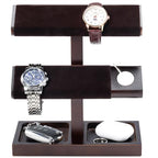 ProCase Wood Watch Display Stand Holder for Men, Wristwatch Tower with T-Bar Design, Hanging Watch Rack, Wooden Wrist Watch Tree - color: Darkbrown, size: 2-Tier