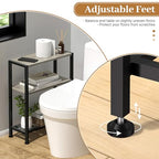 Narrow Side Table for Small Space, 2-Tier Small End Table with Shelf Holder, Slim Nightstand, Skinny Snack Couch Table in Living Room, Bedroom, Study, Kitchen and Balcony (Greige) - color: Greige