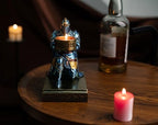King's Guard Kneeling Knight Candlestick Holders Resin Posture TeaLight Holder Warrior Mobile Phone Stand Pen Holder Candle Holder for Restaurant, Altar, Home Table(Blue) - color: Blue