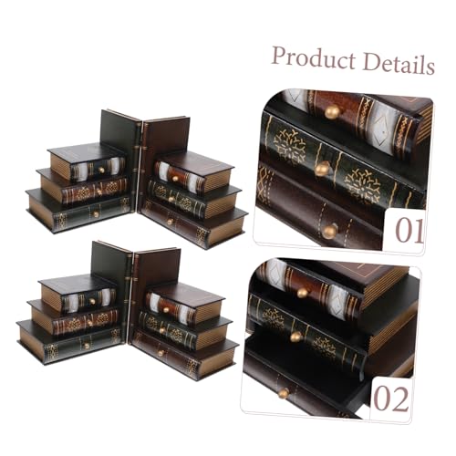 Luxury Bookends for Shelves Wooden Bookend Storage Box Book End Shape Container for Organized Book Storage