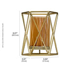 Elements 6.89x5.91x8.07 Inch Metal Gold Wire Hexagonal Candle Holder, Amber Glass Cylinder, for Use with Pillar Holder, Modern, Contemporary
