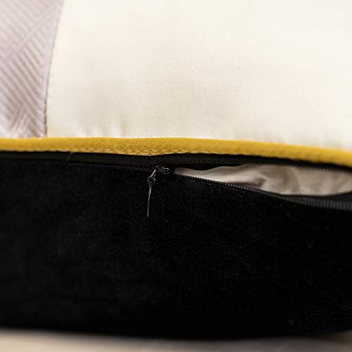 Avigers 18 x 18 Inches Black White Gold Leather Striped Patchwork Velvet Cushion Case Luxury Modern Throw Pillow Cover Decorative Pillow for Couch Living Room Bedroom Car - color: Black, size: 18" x 18" (Pack of 1)