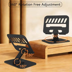 Metal Tablet Stand, Adjustable 360° Rotation Tablet Holder Compatible with 4-13" Tablet Such as iPad Pro Air, iPad mini, Tab S11 10, Surface Pro 12 (Black) - color: Black