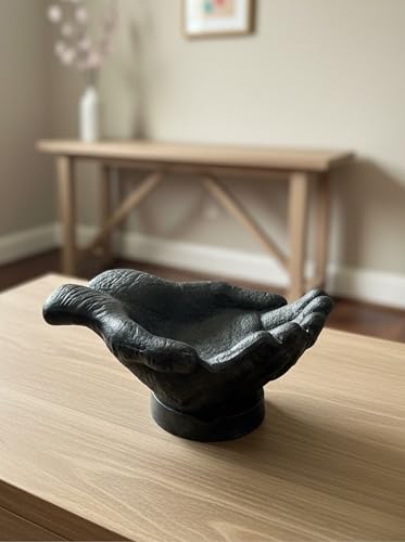 Black Antique Caring Cupped Hands Shaped Decorative Hand Bowl-Cute Catch All Trinket Tray-Candy Dish Offering Stand-Home Decor Hand Jewellery Holder-Mother’s Day Birthday Christmas Gift - color: Black Antique