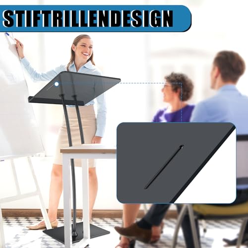 Acrylic Podium Lectern with Iron Stable Bottom, Pulpits for Churches with 10MM Thickened Acrylic Countertop, Multi Function Pulpit for Modern Classroom Music Concert Wedding Conference Event - color: Black