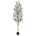 Kazeila Artificial Olive Tree 6FT Tall Faux Silk Plant for Home Office Decor Indoor Fake Potted Tree with Wood Branches and Fruits - size: 6ft
