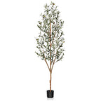 Kazeila Artificial Olive Tree 6FT Tall Faux Silk Plant for Home Office Decor Indoor Fake Potted Tree with Wood Branches and Fruits - size: 6ft