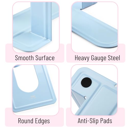 Mr. Pen- Book Ends, 4 Pack, Light Blue, Heavy Duty Metal Bookends for Shelves, Book Holders for Shelves, Metal Bookends - color: Light Blue, size: 4 Pack