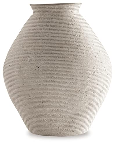 Signature Design by Ashley Hannela 12" Modern Distressed Polyresin Vase, Antique Tan - color: Tan, size: 12 Inch