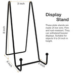 7 Pack 8 Inch Large Plate Stands for Display, Metal Black Plate Holder Display Stand, Picture Frame Stands for Book, Photo Easel, Decorative Plates