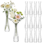 12 PCS Glass Bud Vases in Bulk, 8.5” Tall Clear Ribbed Flower Vases for Centerpieces, Textured Minimalist Small Vases for Flower, Home Office Wedding Table Decorations