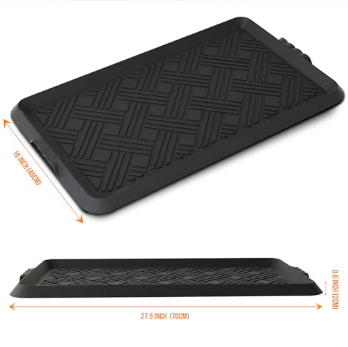 Rubber Boot Tray, Shoe Trays for Entryway, Versatile Boot Mat Tray with Raised Edge, 27.5"x16" Rubber Mat for Shoe Organizer Indoor/Outdoor Use - size: 27" x 16" x 0.8"
