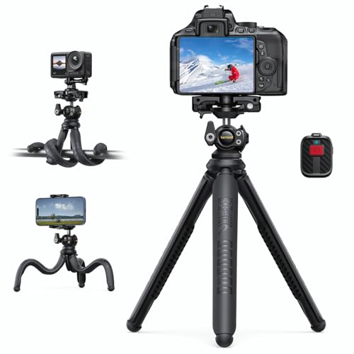 Lamicall Tripod for Camera - 3 in 1 Flexible Tripod for iPhone with Wireless Remote - iPhone Stand for Video Recording Vlogging Compatible with Smartphone, Small Digital Camera Dark Grey - color: NEW Upgraded Tripod for Camera - Dark Grey