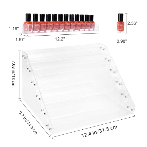 BTremary Clear Nail Polish Paint Organizer Holder Rack Shelf 6 Tier Acrylic Tattoo Ink Essential Oil Display Stand Holds Up to 48-96 Bottles for Table (Fit 1-2oz Bottles) - size: 6 Tiers Tabletop Rack