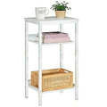HOOBRO Tall Side Table, 3-Tier Telephone End Table with Adjustable Mesh Shelves, Small Entryway Table with Storage, Small Nightstand for Living Room, Bedroom, Hallway, Office, White WW01DH01G1 - color: White