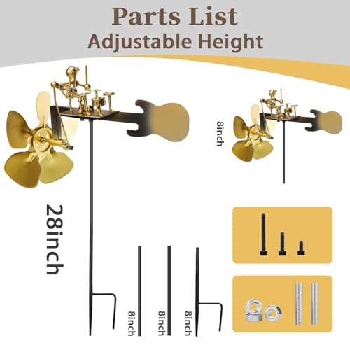 Handmade Metal Drummer Windmill, Wind Spinner Metal Rock Band Wind Mill for Yard and Garden, Wind Spinners Outdoor Music Figurines and Statues - size: Drummer