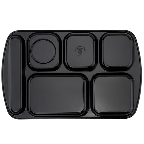 G.E.T. 6 Compartment School Cafeteria Tray, Right Handed, 10" x 15", Black (4 Pack) - color: Black, size: 10" x 15", style: 4 Pack Right Handed Trays