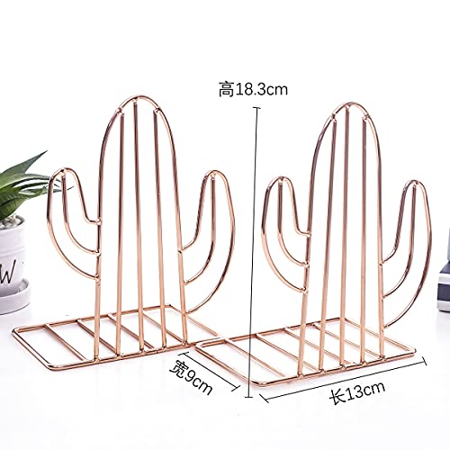 Geometric Bookends Metal Iron Book Ends Cactus Book Holder for Shelf Book Stand Heavy Duty Book Stopper Nonskid Bookend Book Organizer Binder Holder