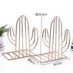 Geometric Bookends Metal Iron Book Ends Cactus Book Holder for Shelf Book Stand Heavy Duty Book Stopper Nonskid Bookend Book Organizer Binder Holder