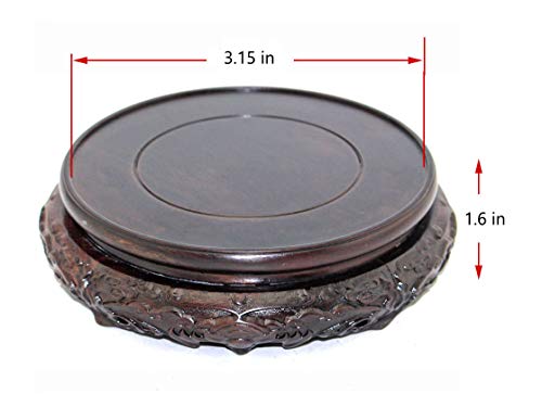 GOLDY&WENDY Oriental Luxury Round Elm Solid Wood Vase Display Stands Pedestal Base, Bat Pattern 3.9 in Diameter - size: 3.9X3.9X1.6 in