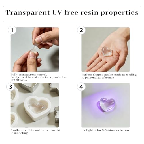 UV Clay Clear Polymer Resin for 3D Crafts, DIY Jewelry Making, Silicone Molds, UV Curing, Crystal Clear Casting, Miniature Art, and Handmade Resin Projects (8.8oz) - color: 8.8oz