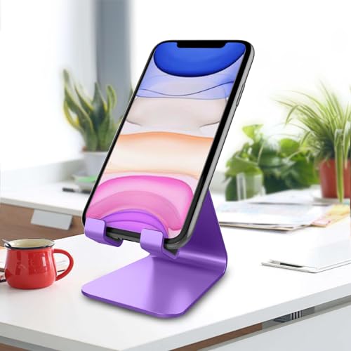 CreaDream Cell Phone Stand, Cradle, Holder,Aluminum Desktop Stand Compatible with Switch, All Smart Phone, iPhone 11 Pro Xs Max Xr X Se 8 7 6 6s Plus SE 5 5s-Dark Purple - color: Dark Purple