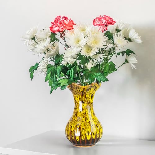 Ceramic Vase, Modern Small Yellow Vases for Home Decor, Elegant Flower Vase Centerpiece for Tables, Office Desk, Room Decor, Fit for Housewarming, Wedding, Birthday - color: Yellow