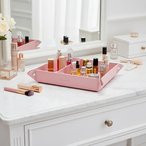 UnionBasic Medium Valet Tray, Jewelry Tray for Rings Watches Earrings, Entryway Catchall Caddy for Coins Keys Change, Nightstand Bedside Valet Holder, Trays for Electronic Gadgets, Candy Pink Plus - color: Candy Pink, size: 9.5" x 7.9" x 2"