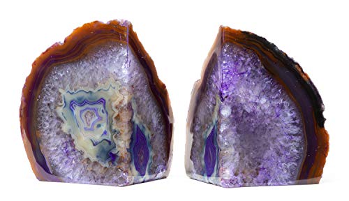 Agate Bookend with Rubber Bumpers Plus Includes Bonus Minerals (3.5-6 lb, Purple) - color: Purple, size: 3.5 - 6 lb