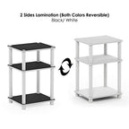 Furinno JUST Side Table, 3-Tier End Table, Open Shelves Night Stand, Bedside Table, Toolless Assembly, for Living Room, Bedroom, Bathroom, White(Espresso) | with Plastic Poles, 1-Pack - color: White/Espresso, size: 3-Tier, Round Pole, style: 1-Pack