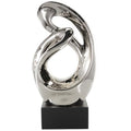 Deco 79 Ceramic Abstract Decorative Sculpture Home Decor Statue, Accent Figurine 14" x 7" x 27", Silver - size: 14" x 7" x 27"