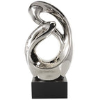 Deco 79 Ceramic Abstract Decorative Sculpture Home Decor Statue, Accent Figurine 14" x 7" x 27", Silver - size: 14" x 7" x 27"