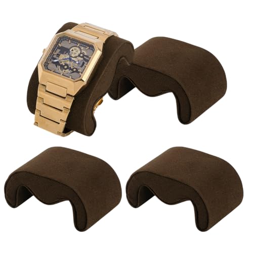 PH PandaHall 4pcs Watch Pillows, 2.8x1.8x1.4 inch Velvet Bracelet Pillows M Shaped Watch Display Pillow Cushion Pad Storage Pillow 8.2 inch for Watch Band Jewelry Display Stand Organizer, Brown - color: Brown