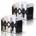 2 Pcs Adjustable Bookends, 2 Dividers, Metal Book Ends for Heavy Books Anti-Slip Book Organizer for Desk Shelves Office, Extends up to 19 inch (Black)