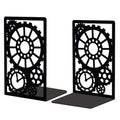Peacoblue Metal Bookends for Shelves, Modern Decorative Heavy Duty Study Book Support Stoppers for Office, Desk, Shelf, Room 5.3"x4.3"x7.9" Cast Iron Simple Tall Bookends, 1 Pair (Steampunk Gear) - style: Steampunk Gear