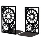 Peacoblue Metal Bookends for Shelves, Modern Decorative Heavy Duty Study Book Support Stoppers for Office, Desk, Shelf, Room 5.3"x4.3"x7.9" Cast Iron Simple Tall Bookends, 1 Pair (Steampunk Gear) - style: Steampunk Gear