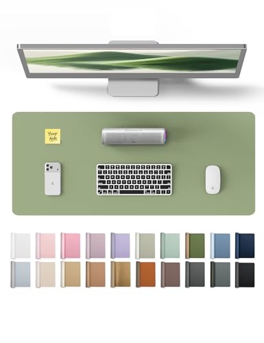 YSAGi Leather Desk Pad Protector, Office Desk Mat, Large Mouse Pad, Non-Slip PU Leather Desk Blotter, Laptop Desk Pad, Waterproof Desk Writing Pad for Office and Home (Bamboo Green, 23.6" x 13.8") - color: Bamboo Green, size: 23.6" x 13.8"