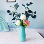 White Ceramic Vase, 7.5 Inch Flower Vase with Vertical Stripes for Pampas Calla Lily Tulip, Minimalism Modern Style for Housewarming, Weddings, Birthday, Christmas, Thanksgiving, New Year - color: White