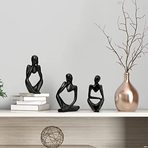 INNOLITES Resin Statue Thinker Style Decoration Abstract Sculptures Collectible Figurines for Home Decor Modern Office Shelf Desktop (Black-Right) - color: Black-right