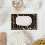 Luxury Marble Soap Dish Tray,Rectangle Stone Marble Soap Tray,Self Draining Soap Holder for Bathroom, Kitchen (Black Gold) - color: Black Gold