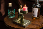 King's Guard Kneeling Knight Candlestick Holders Resin Posture TeaLight Holder Warrior Mobile Phone Stand Pen Holder Candle Holder for Restaurant, Altar, Home Table(Bronze) - color: Bronze
