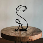 Dog Minimalist Art Wall Sculpture, Abstract Metal Wire Geometric Line Drawing Art Statue (Dog)