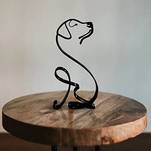 Dog Minimalist Art Wall Sculpture, Abstract Metal Wire Geometric Line Drawing Art Statue (Dog)