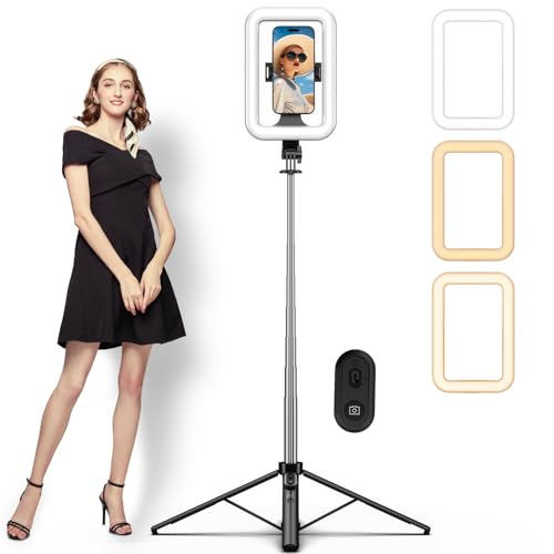 M MYBAT PRO 9" Outdoor Selfie Light - 72" Extendable Tripod Stand with 4-Leg Base, Portable Dimmable LED Lights for Travel/Camping/Riding, Phone Holder & Wireless Remote for YouTube/TikTok/Video